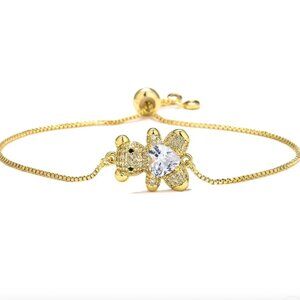 White Heart Teddy Bear Bracelet 🤍